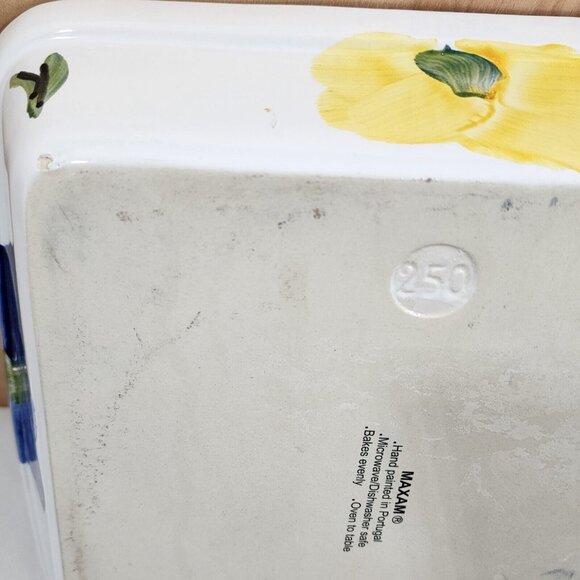 Maxam Italian Daisy Baking Dish 9.5" stoneware square Portugal handpainted flaw - Picture 8 of 9